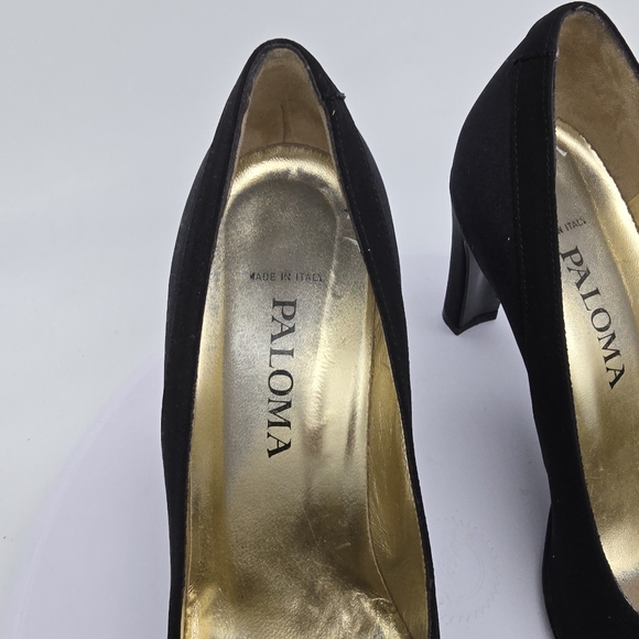 Paloma Barceló Shoe Women's 6.5 B Pumps Vintage 90s Heels Black Made In Italy - Picture 3 of 8